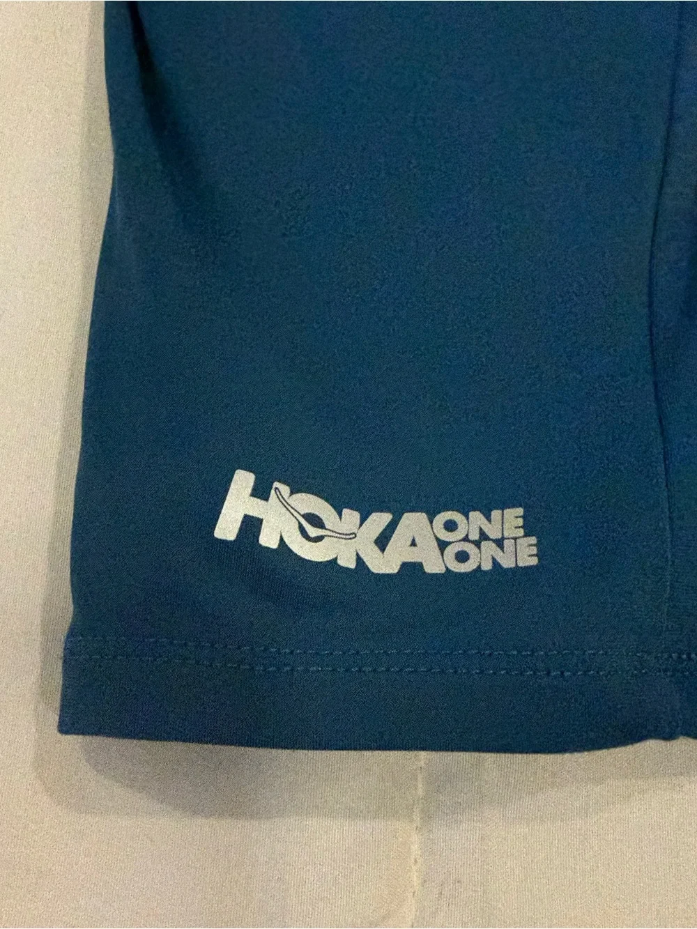 HOKA Women's Performance Crop Tight Blue Steel Teal Size Large Pocket Running